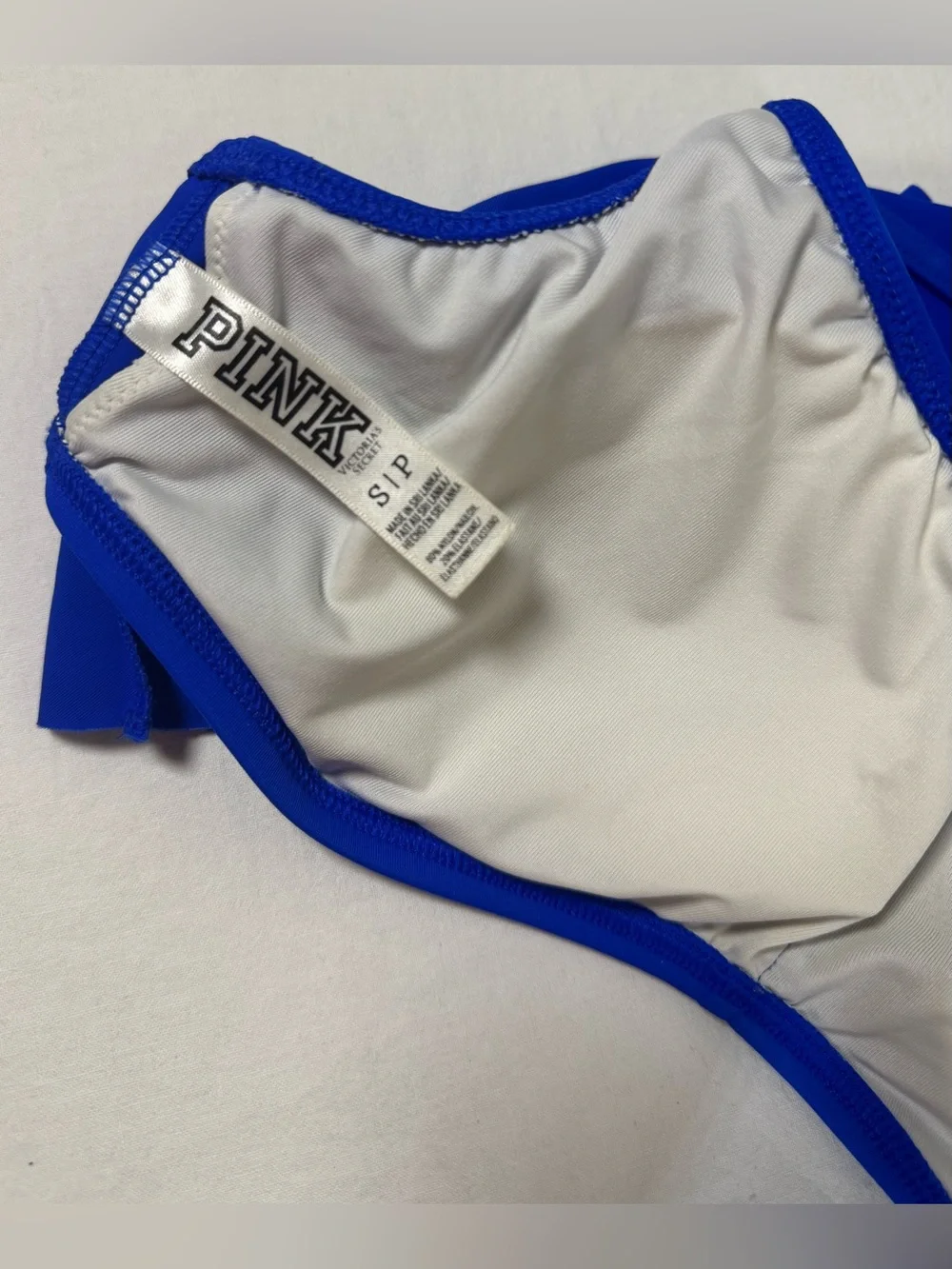 PINK Victoria's Secret Royal Blue Bikini‎ swim Top ruffle small